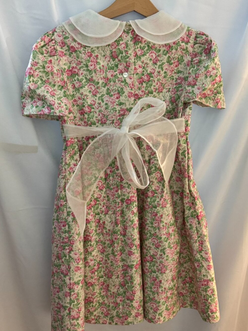Vintage 90s Bonnie Jean Pink Rose Floral Special Occasion Dress - Picture 3 of 8